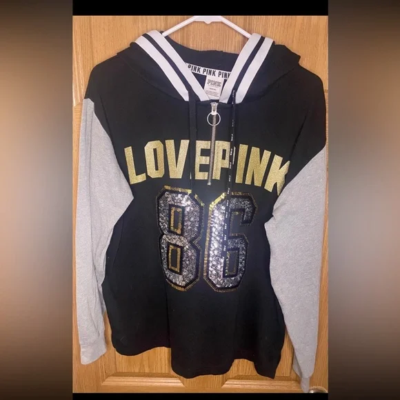 Victoria’s Secret pink bling half zip hoodie - Picture 2 of 5